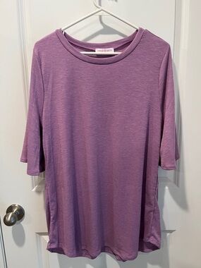 Flare Sleeve Round Hem Top